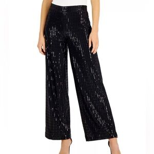 Anne Klein women’s linear shine pull on wide leg pants